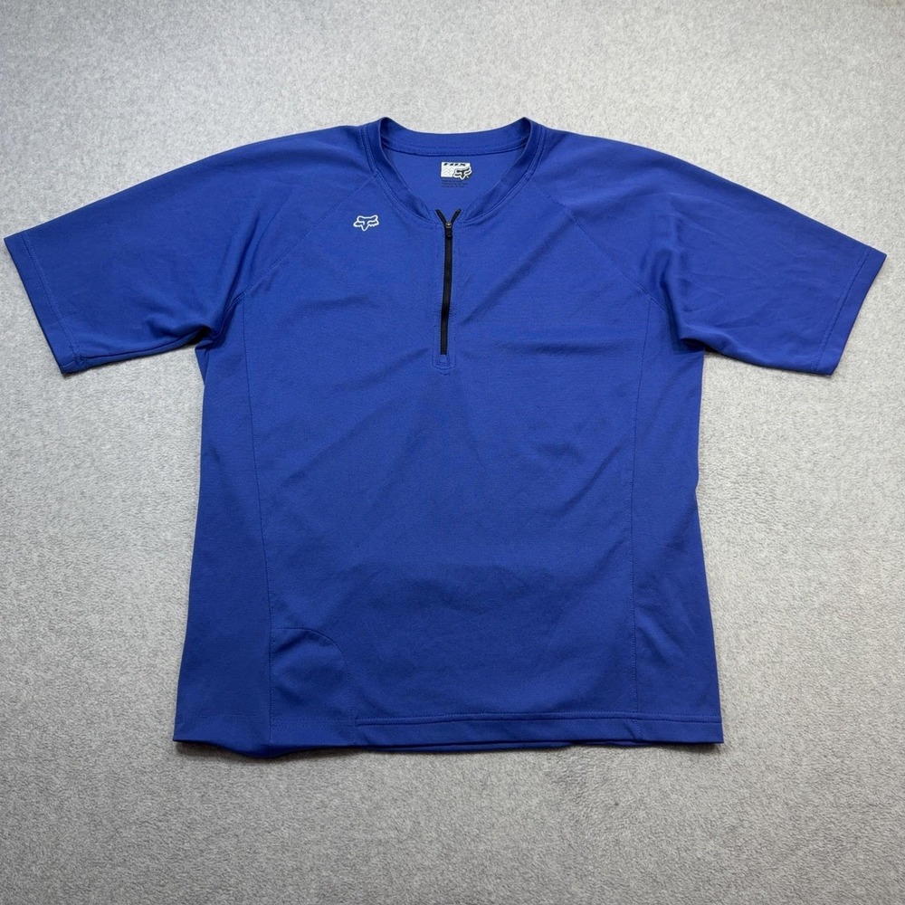 Fox Racing Technical Apparel Mens Large Blue Half Zip Cycling Shirt MTB Jersey